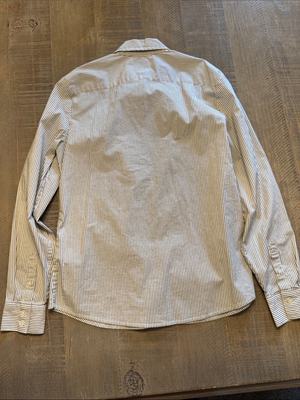 Banana Republic Women's Blue and White Striped Button-Down with Ruffle Bib - Picture 4 of 5